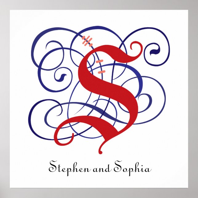 Póster Letra gótica de mayúsculas brillante S, Poster PNG (Frente)