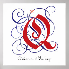 Póster Letra gótica gótica de mayúsculas Q, Poster PNG de