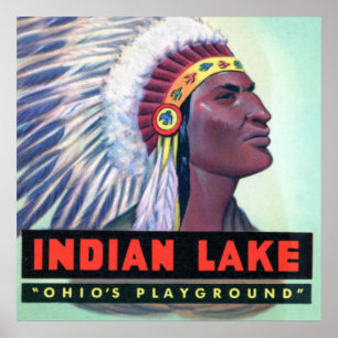 Póster Letra grande del lago indio ohio del punto de