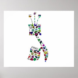 Póster Letra hebrea GIMMEL hecha con guijarros