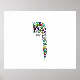 Póster Letra hebrea VAV hecha con guijarros