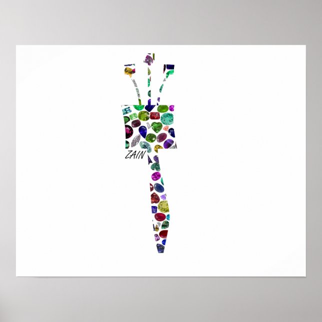 Póster Letra hebrea ZAIN hecha con guijarros (Frente)