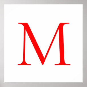Póster Letra inicial blanco rojo monogramado profesional