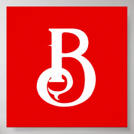 Póster Letra inicial clásica blanca monogramada roja