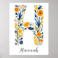 Letra inicial de flor silvestre H Imprimir
