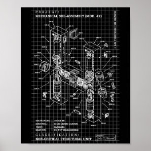 Póster Letra inicial de monograma de ingeniería de ingeni