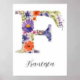 Póster Letra inicial F floral silvestre