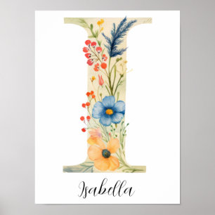 Póster Letra inicial floral silvestre i impresa