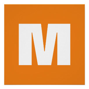 Póster Letra inicial monograma estilo moderno Naranja bla