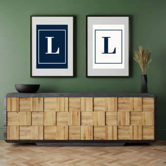 Póster Letra Inicial | Monograma Gris Moderno Estiloso