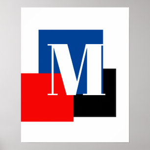 Póster Letra Inicial Monograma Moderno Elegante