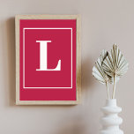 Póster Letra inicial | Monograma moderno estilizado de co<br><div class="desc">Póster de monograma de letra inicial elegante para imprimir. Minimalista moderno en gris sobre tipografía rosa. ¡El regalo individual perfecto o accesorio con un enfoque individual!</div>
