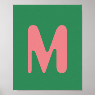 Póster Letra inicial rosa claro moderna Verde alga