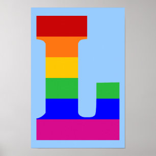 Póster Letra L del arco iris