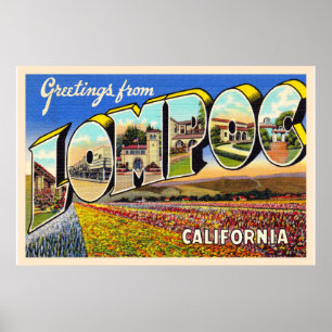 Póster Letra Lompoc California CA vintage carta grande po