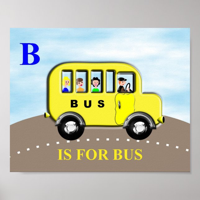 Póster Letra minúscula b Poster de bus de letra alfabétic (Frente)