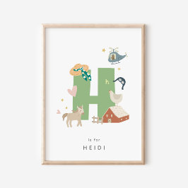 Póster Letra minúscula h Poster alfabética personalizada 