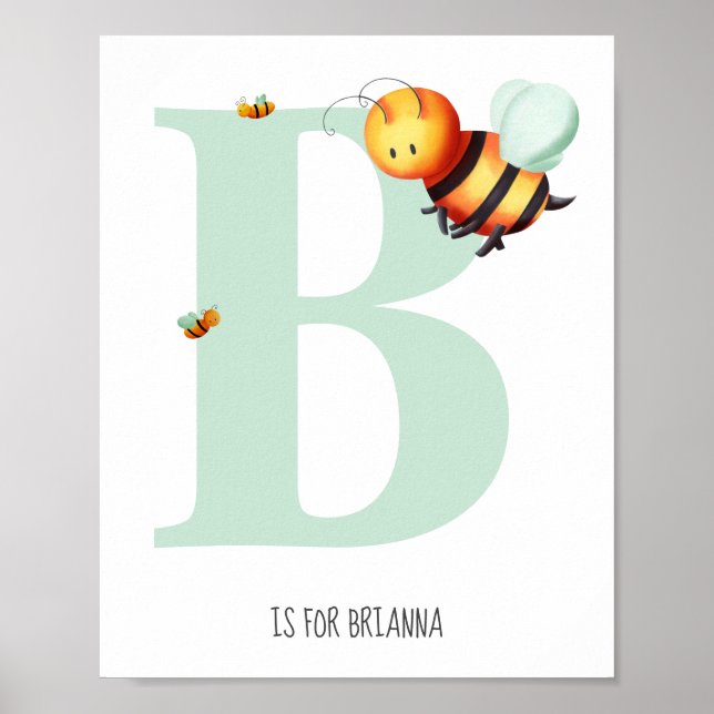 Póster Letra monograma B minúscula guardería de abeja (Frente)