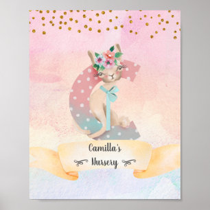 Póster Letra monograma C Fashion Cat Baby Nursery