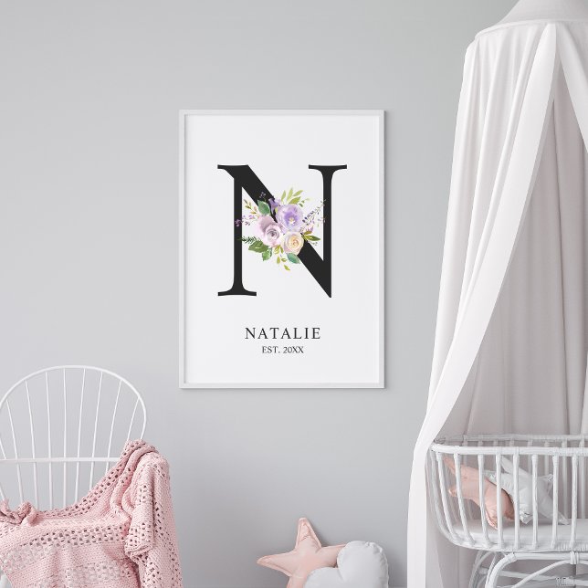 Póster Letra morada de lavanda 'N' nombre de guardería ar (Subido por el creador)