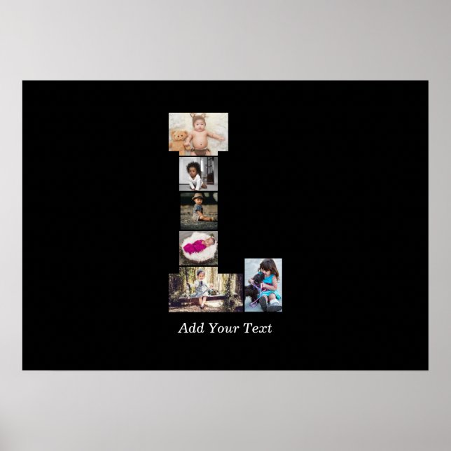 Póster Letra negra y blanca L Collage de fotos (Frente)