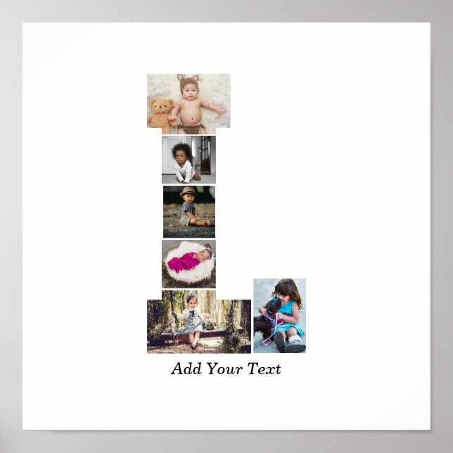 Póster Letra negra y blanca L Collage de fotos (Frente)