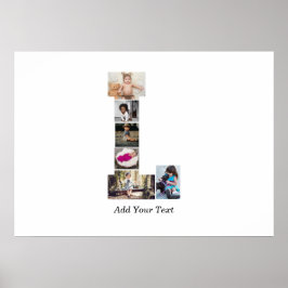 Póster Letra negra y blanca L Collage de fotos