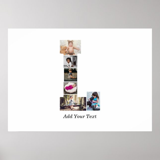 Póster Letra negra y blanca L Collage de fotos (Frente)