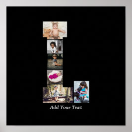 Póster Letra negra y blanca L Collage de fotos