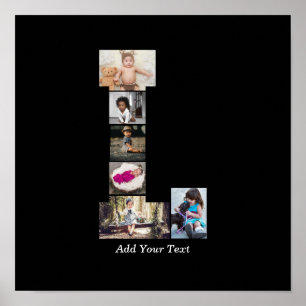 Póster Letra negra y blanca L Collage de fotos