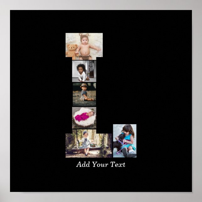 Póster Letra negra y blanca L Collage de fotos (Frente)