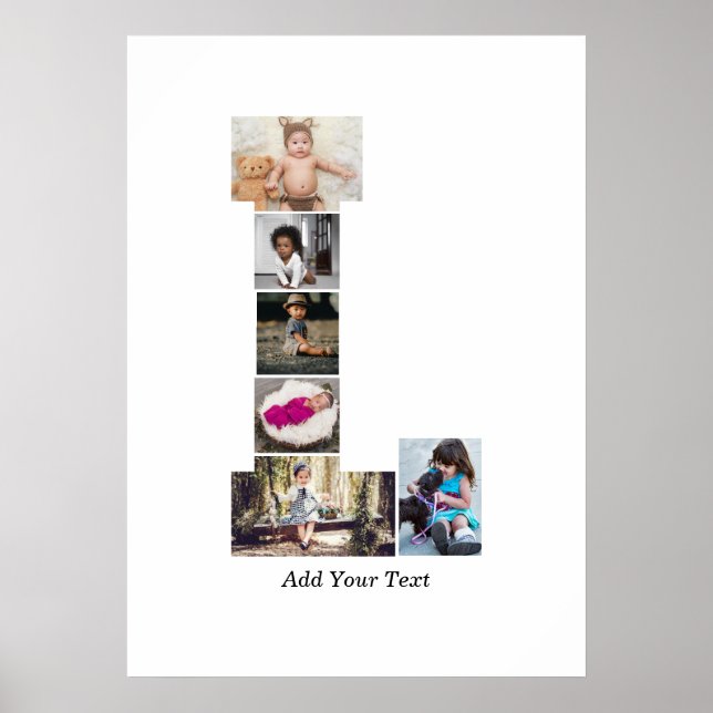 Póster Letra negra y blanca L Collage de fotos (Frente)