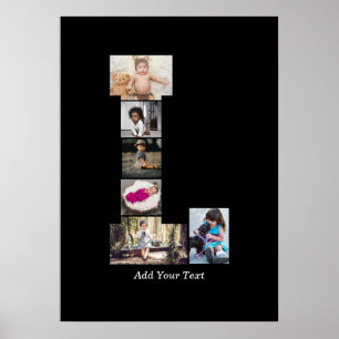 Póster Letra negra y blanca L Collage de fotos