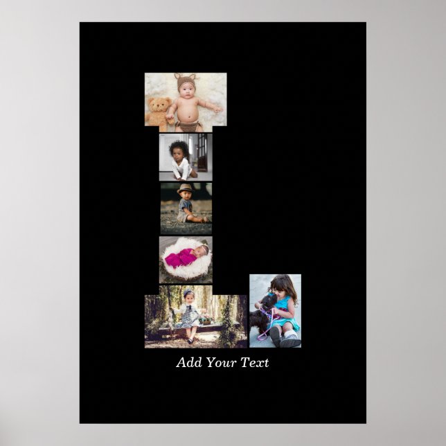 Póster Letra negra y blanca L Collage de fotos (Frente)