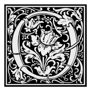 Póster Letra O Monograma Medieval Art Nouveau