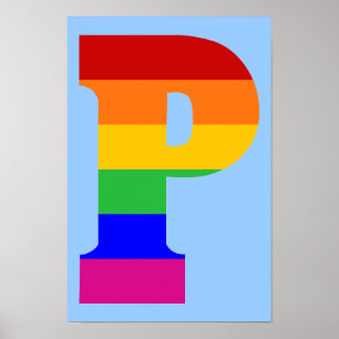 Póster Letra P del arco iris
