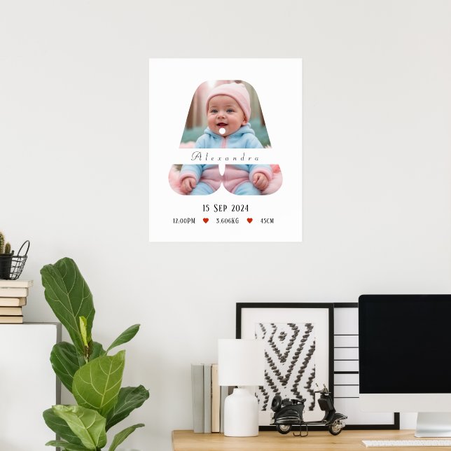 Póster Letra personalizada del alfabeto para bebés - A -  (Oficina en casa)