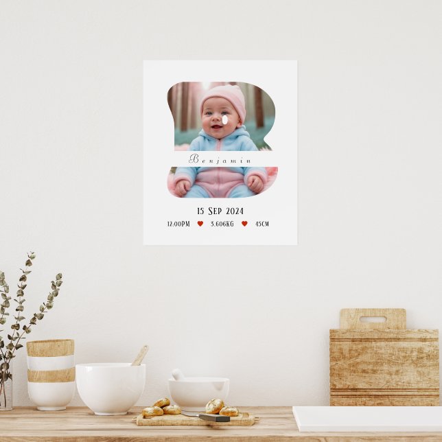 Póster Letra personalizada del alfabeto para bebés - B -  (Cocina)