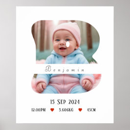 Póster Letra personalizada del alfabeto para bebés - B - 