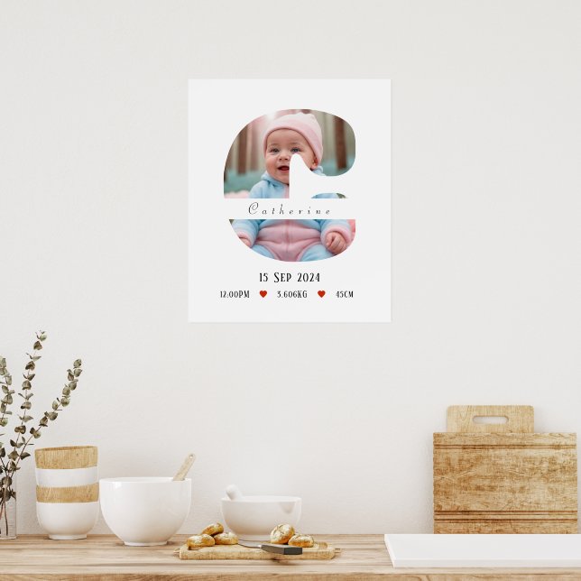 Póster Letra personalizada del alfabeto para bebés - C -  (Cocina)