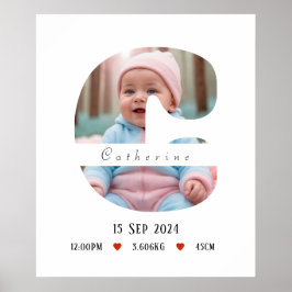 Póster Letra personalizada del alfabeto para bebés - C - 