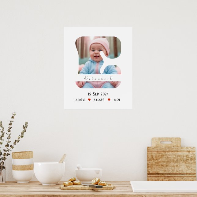 Póster Letra personalizada del alfabeto para bebés - E -  (Cocina)