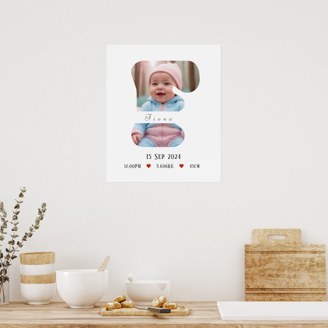 Póster Letra personalizada del alfabeto para bebés - F -  (Cocina)