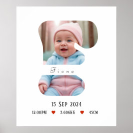 Póster Letra personalizada del alfabeto para bebés - F - 