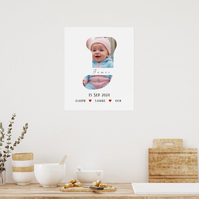 Póster Letra personalizada del alfabeto para bebés - J -  (Cocina)