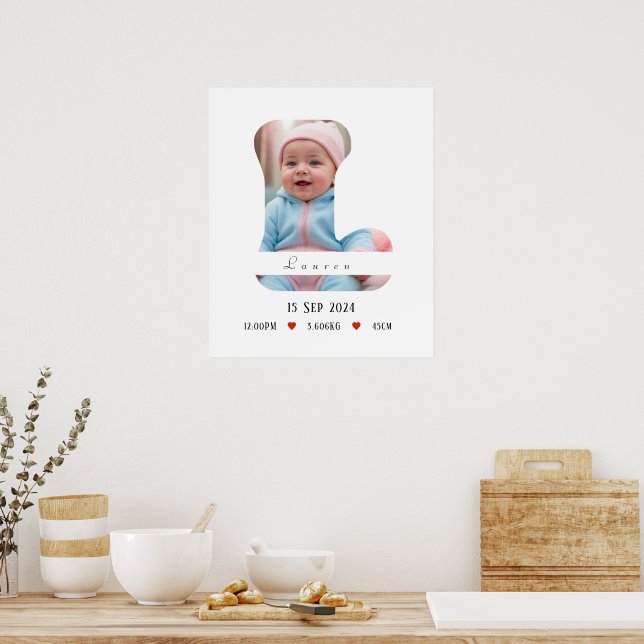Póster Letra personalizada del alfabeto para bebés - L -  (Cocina)