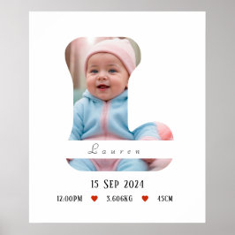 Póster Letra personalizada del alfabeto para bebés - L - 