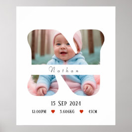 Póster Letra personalizada del alfabeto para bebés - N - 