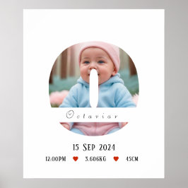 Póster Letra personalizada del alfabeto para bebés - O - 