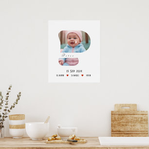 Póster Letra personalizada del alfabeto para bebés - P - 